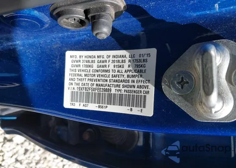 2015 Honda Civic Lx from USA, damaged, VIN 19XFB2F5XFE039889